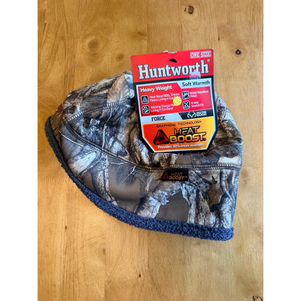 Huntworth Force Heat Boost Beanie Realtree Edge Camo Heavy Weight Hunting Hat OS